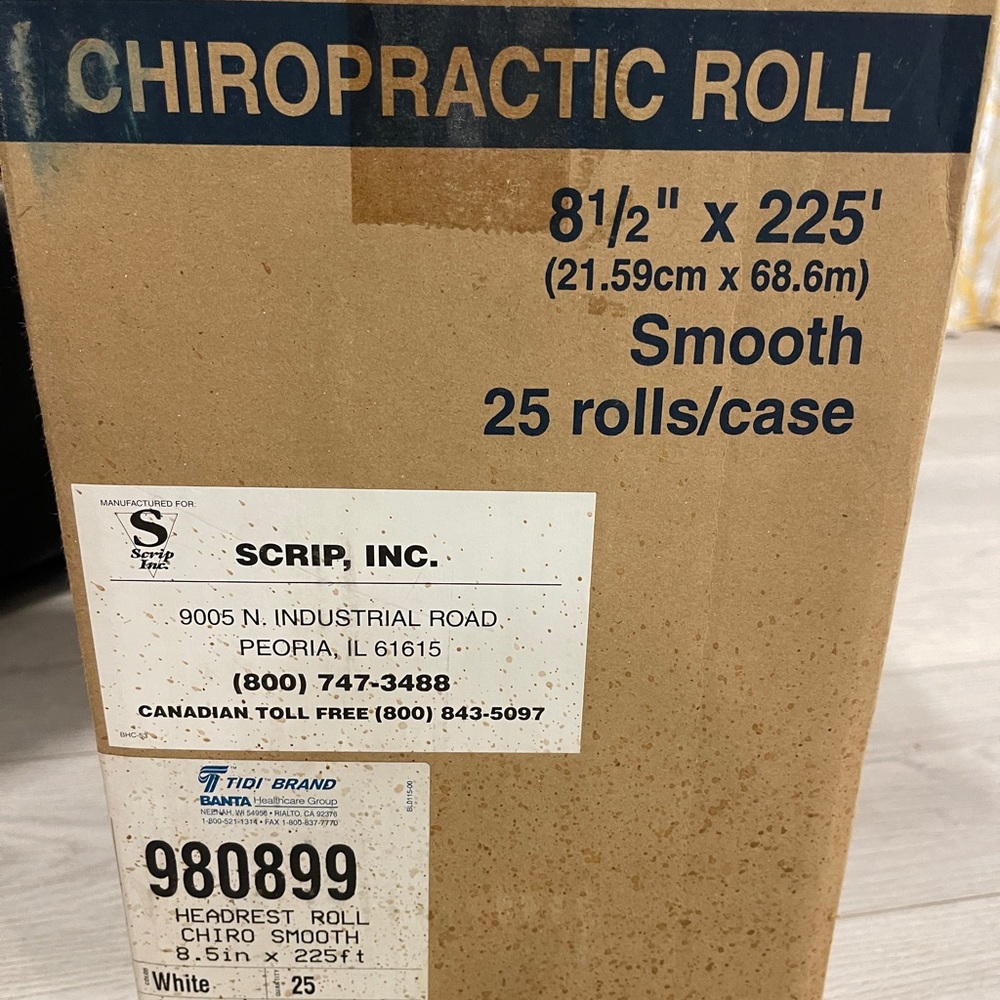 Chiropractic or massage table face paper rolls